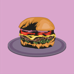 colored hot dog food vector illustration