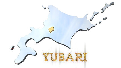 [アルファチャンネル]夕張の地形を強調する北海道の3D透視投影図形