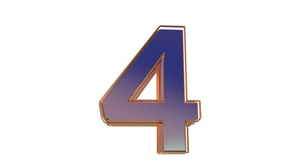 Purple gold 3d number 4