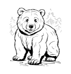 Bear illustration coloring book - coloring page for kids