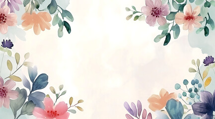 a pretty floral frame with watercolor flowers in