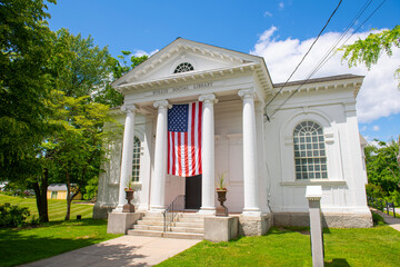 Hollis Social Library at 2 Monument Square in the historic town center of Hollis, New Hamshire NH,...