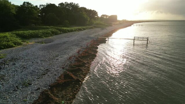 Sunset at langeland island beach denmark