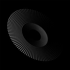 Abstract halftone spiral. Vector halftone dots background for design banners, posters, business projects, pop art texture, covers. Geometric black and white texture.