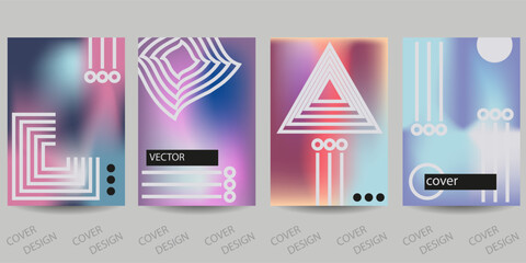 Trendy template for design cover, poster, flyer. Layout set for sales, presentations. Simple geometric pattern on colorful fluid background. Vector.
