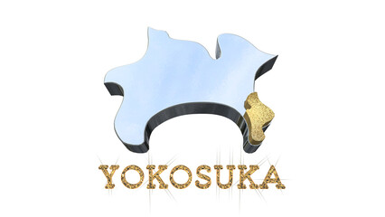 [アルファチャンネル]横須賀の地形を強調する神奈川県の3D透視投影図形