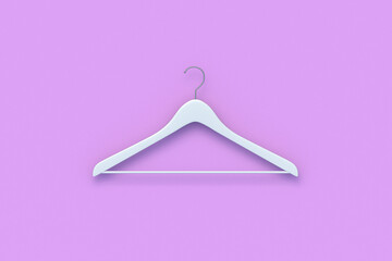 Cloth hanger with hook. Clothes store accessories. Fashion or shopping concept. Top view. 3d render