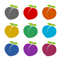 Peach logo  icon isolated on white background. Set icons colorful