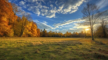 Fototapeta premium Picturesque natural landscape, bright autumn colors, a park for a walk with beautiful nature.