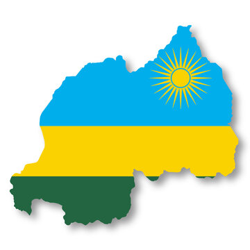 Rwanda flag map with clipping path