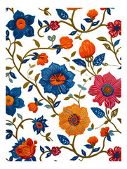 Folk art floral patterns rich in color and detail.
