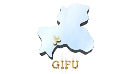 [アルファチャンネル]岐阜の地形を強調する岐阜県の3D透視投影図形