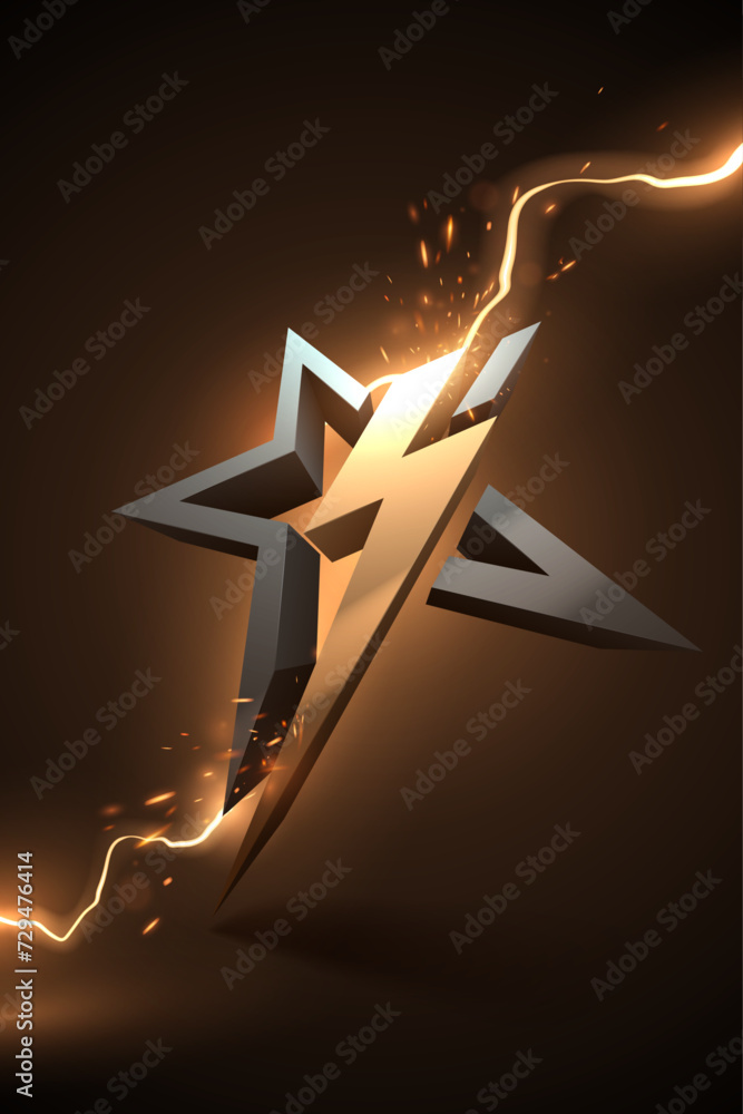 Canvas Prints star shape with lightning sign and effects