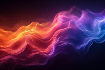 Fototapeta premium wallpaper illustration of colorful lines forming waves with abstract patterns on white & black background, Artificial Intelligence