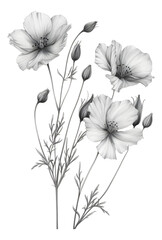 Delicate hand-drawn pencil sketches of flowers