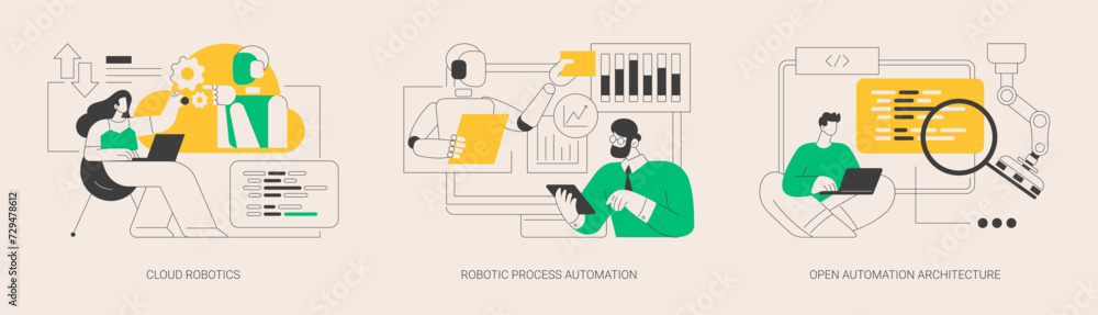 Aufkleber computer science abstract concept vector illustrations.