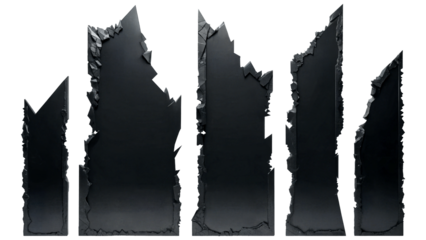 Vertical black slabs with sharp ends at the edges.
