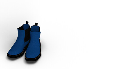 ブーツ 長靴 ショートブーツ 半長靴 ローヒール ショートブーツ 青 影付き 透過影 半透明影 透過PNG 3D CG Rendering Images - obrazy, fototapety, plakaty