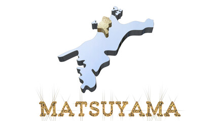 [アルファチャンネル]松山の地形を強調する愛媛県の3D透視投影図形