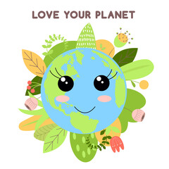 Save the planet. Love our planet. Earth day concept. Vector illustration of icons about environmental protection and nature conservation.