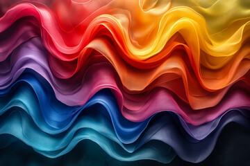 Fototapeta premium wallpaper illustration of colorful lines forming waves with abstract patterns on white & black background, Artificial Intelligence