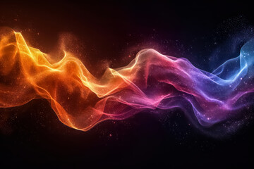 Fototapeta premium wallpaper illustration of colorful lines forming waves with abstract patterns on white & black background, Artificial Intelligence
