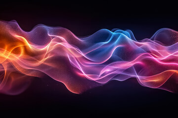 Obraz premium wallpaper illustration of colorful lines forming waves with abstract patterns on white & black background, Artificial Intelligence