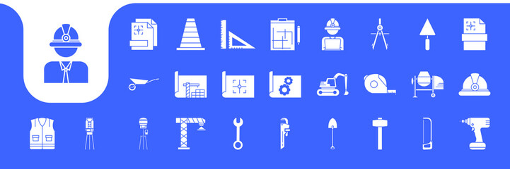 civil engineering equipment icon set design vector