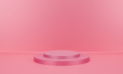 pink 3d background with pink podium