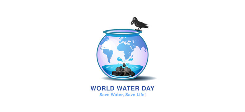 World water day social awareness post design. Save water save life creative concept.