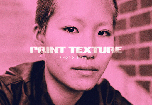 Halftone Print Texture Photo Effect Mockup