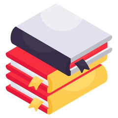 Conceptual isometric design icon of  books