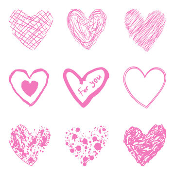 set vectorof pink hearts