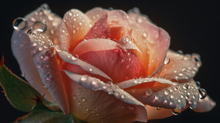 rose with morning dew glistening on its petals