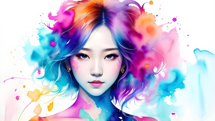 Obraz na płótnie Canvas Portrait of a beautiful girl with colorful hair. Fashion art