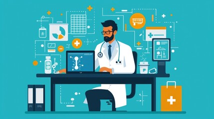 Doctor's Online Consultation in Flat Style