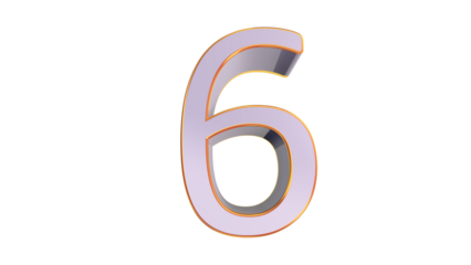 White gold 3d number 6