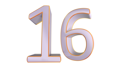 White gold 3d number 16