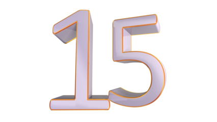 White gold 3d number 15