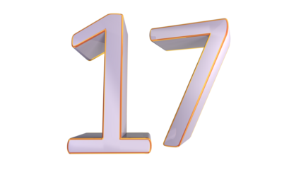 White gold 3d number 17