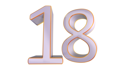 White gold 3d number 18