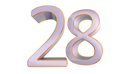 White gold 3d number 28