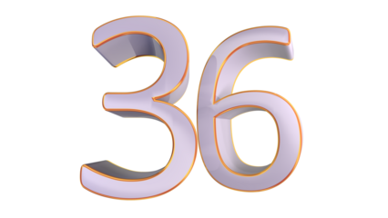 White gold 3d number 36