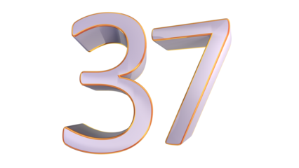 White gold 3d number 37