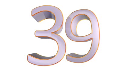 White gold 3d number 39