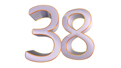 White gold 3d number 38