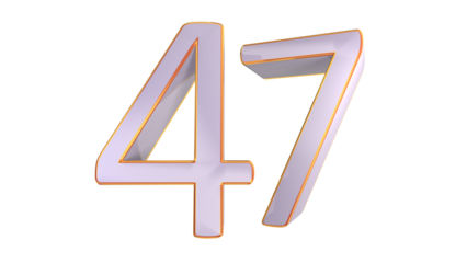 White gold 3d number 47