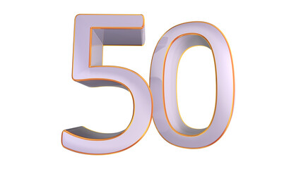 White gold 3d number 50