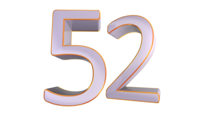 White gold 3d number 52