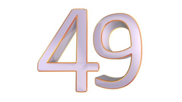 White gold 3d number 49